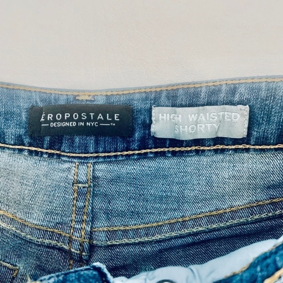 AEROPOSTALE Floral Patch HighWaist Jean Shorty-00 - Picture 4 of 6